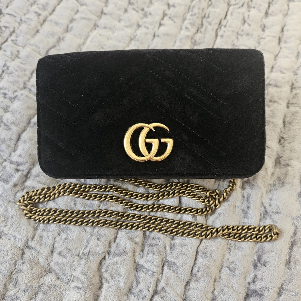 Black GG Chain Wallet